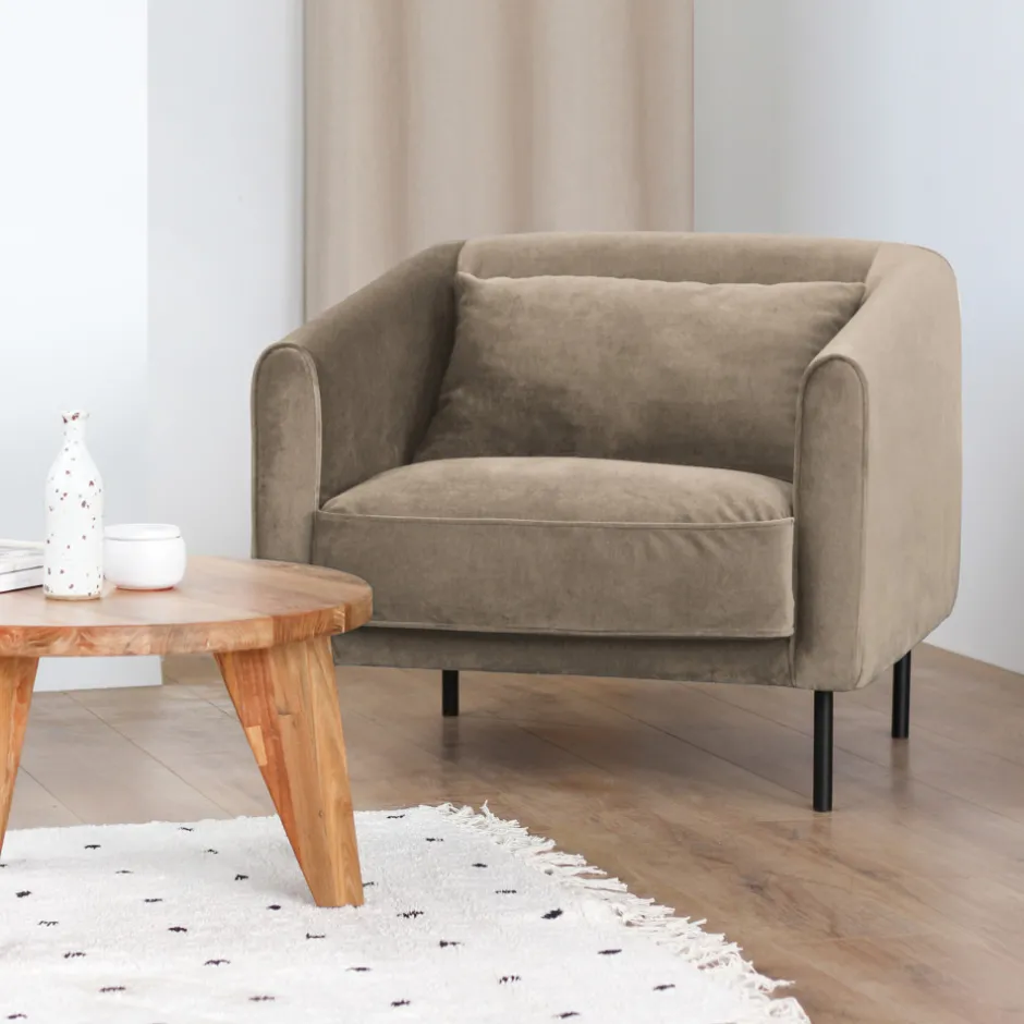 Clearance Drawer WINSEN Fauteuil en velours pieds droits en métal