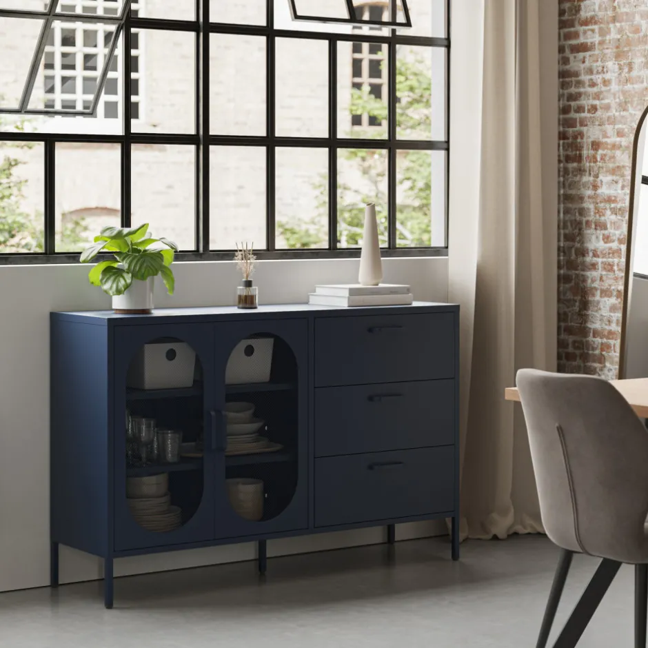 Sale No name ZIO Buffet 2 portes 3 tiroirs en métal L140cm