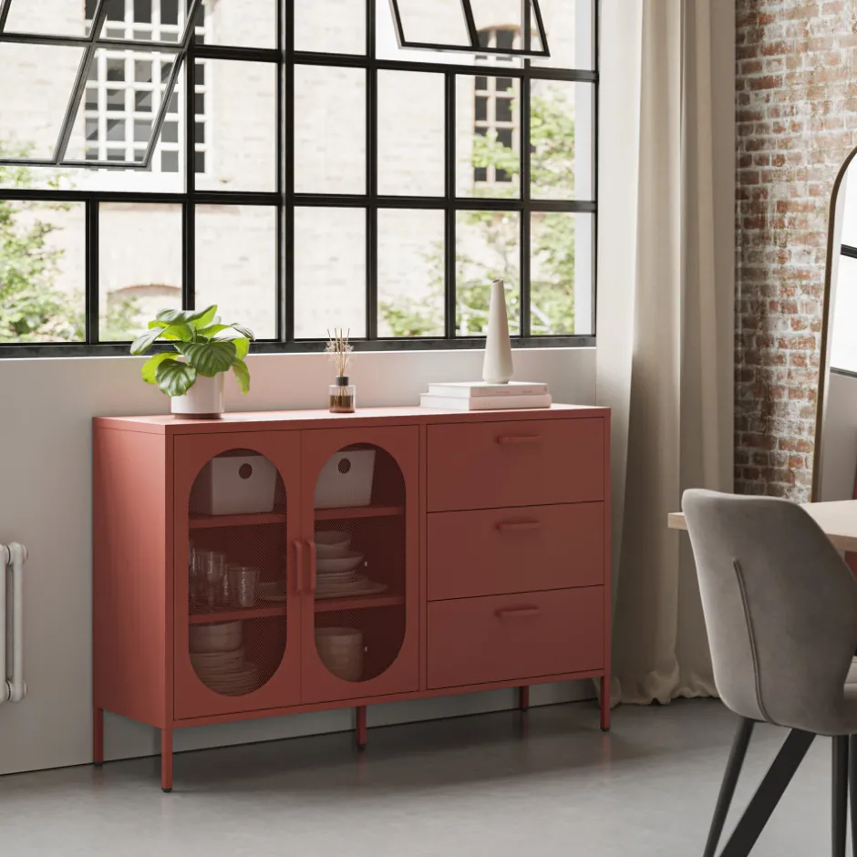 Sale No name ZIO Buffet 2 portes 3 tiroirs en métal L140cm