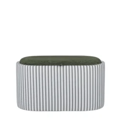 Drawer ZOÉ Banc ovale en tissu avec plateau et rangement L77cm