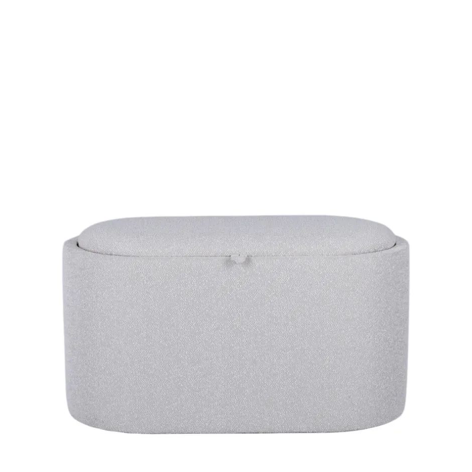 Discount Drawer ZOÉ Banc ovale en tissu avec plateau et rangement L77cm
