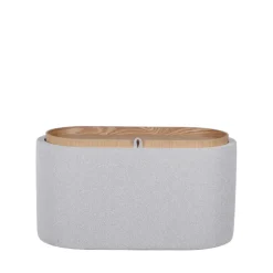 Discount Drawer ZOÉ Banc ovale en tissu avec plateau et rangement L77cm